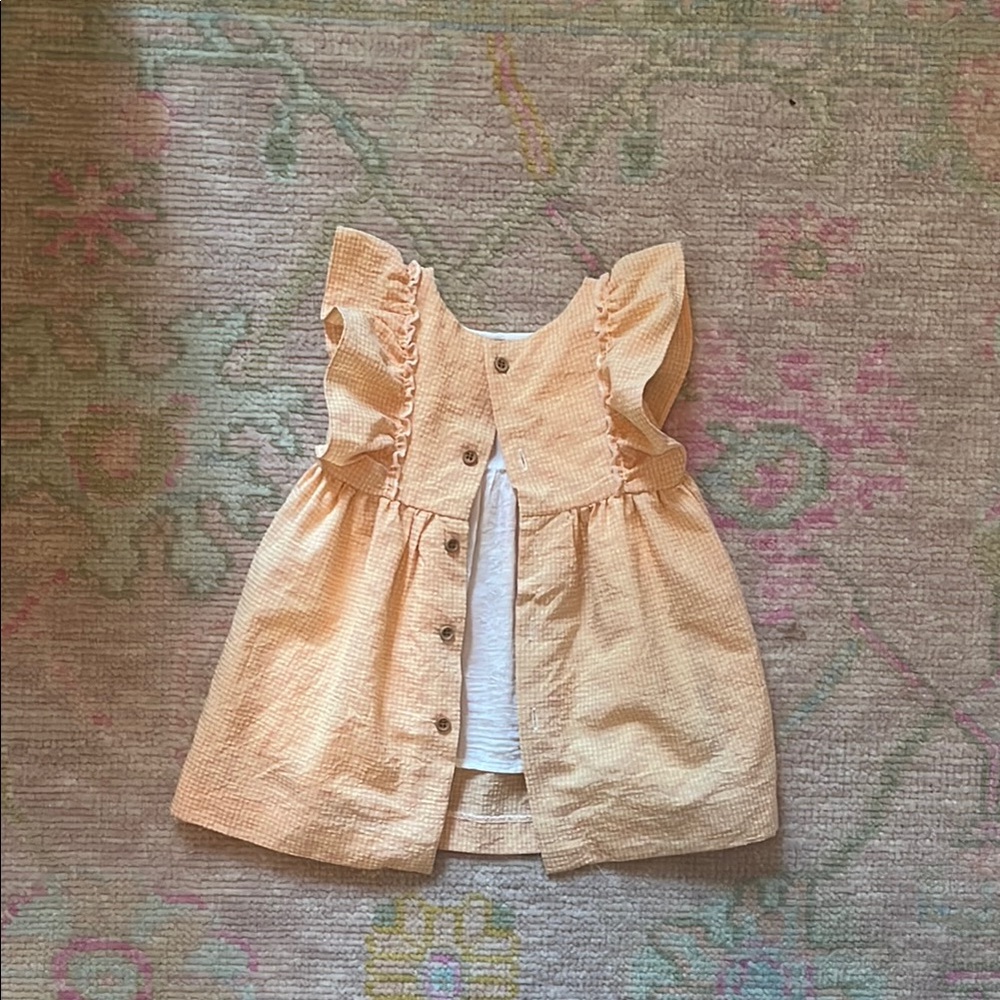 Adorable Peach Ruffle Dress - Picture 2 of 2